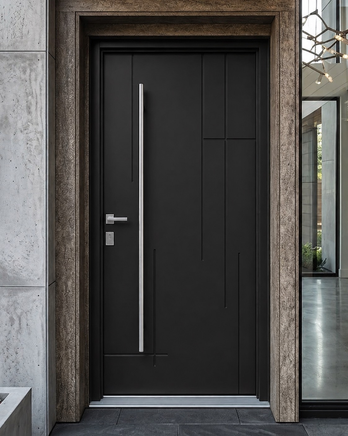 Arizona Bronze entry door configured in Arizona Bronze · Tricorn Black steel