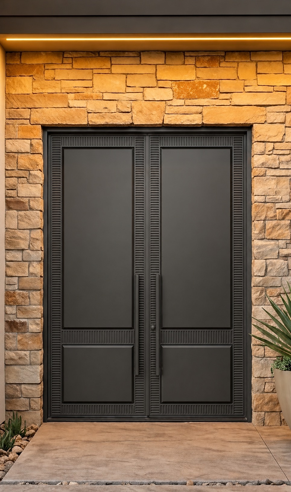 Black Canyon entry door configured in Black Canyon · Iron Ore steel