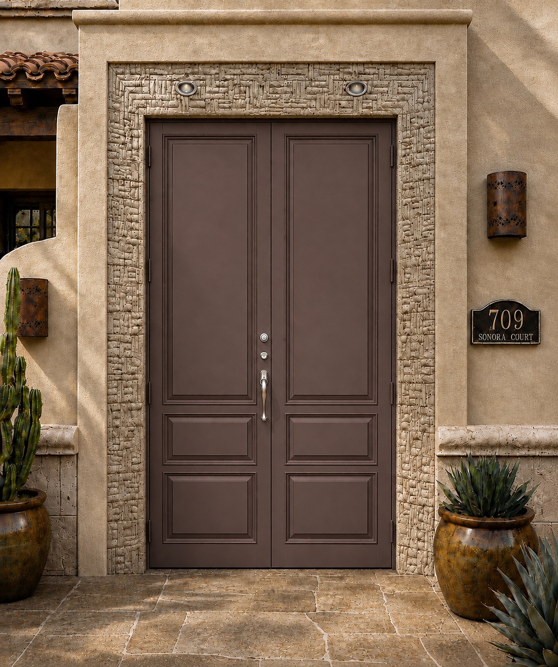 Sedona Grand entry door configured in Sedona Grand · Sable steel